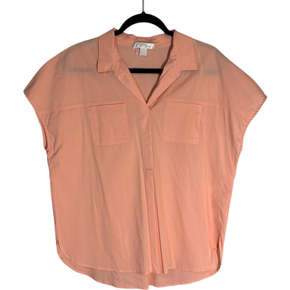 Renuar Short Sleeve Half Button Down Top 2 Front‎ Pockets High Quality Luxury